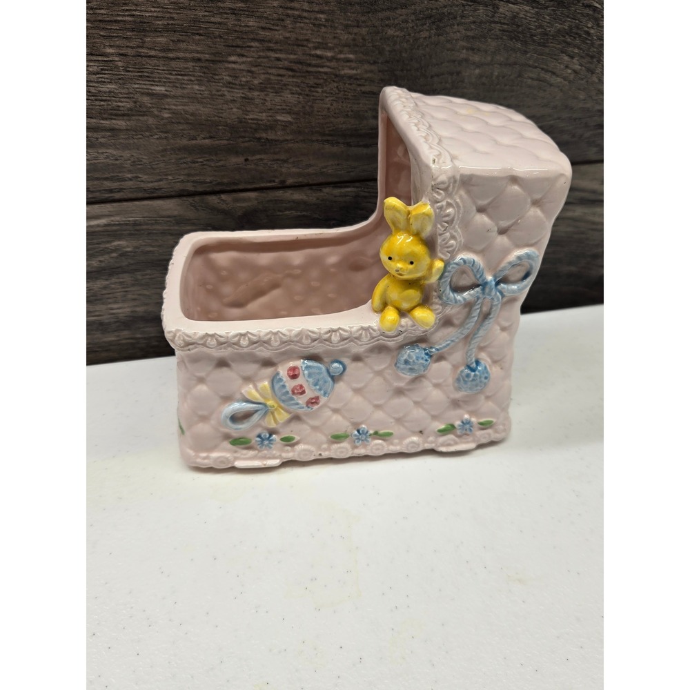 Vintage Relpo Pink Baby Bassinet Planter 6923 Ceramic‎ Nursery Decor Made
Japan